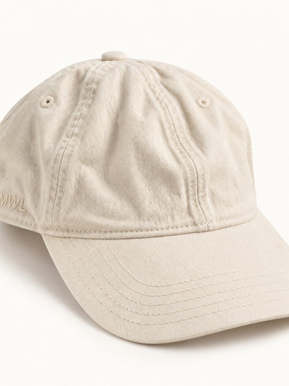 Madewell MWL Cream Cotton Baseball Cap Leather Strap One Size
